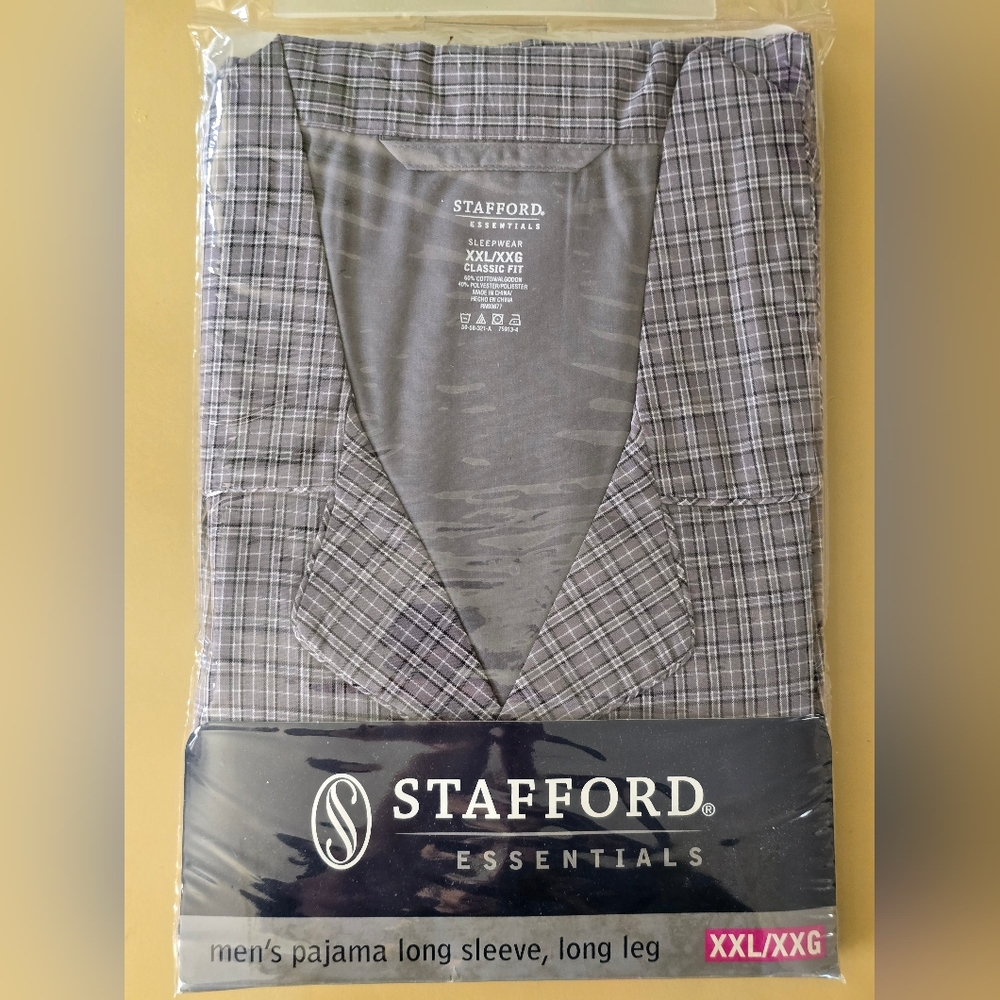 Stafford Essentials Gray Plaid Sleepwear XXL